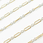 Load image into Gallery viewer, XM/1931K/SP. 14K Gold Filled and Sterling Silver Knurled Link Chain – Long & Short Pattern