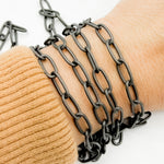 Load image into Gallery viewer, Black Rhodium Matt Sterling Silver Oval Link Chain