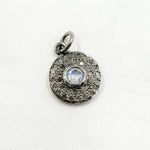 Load image into Gallery viewer, DC010. Diamond Sterling Silver Round Charm with Gemstone