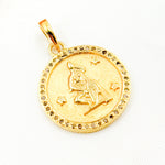 Load image into Gallery viewer, Shop Now Sterling Silver Round Aquarius Zodiac Pendant