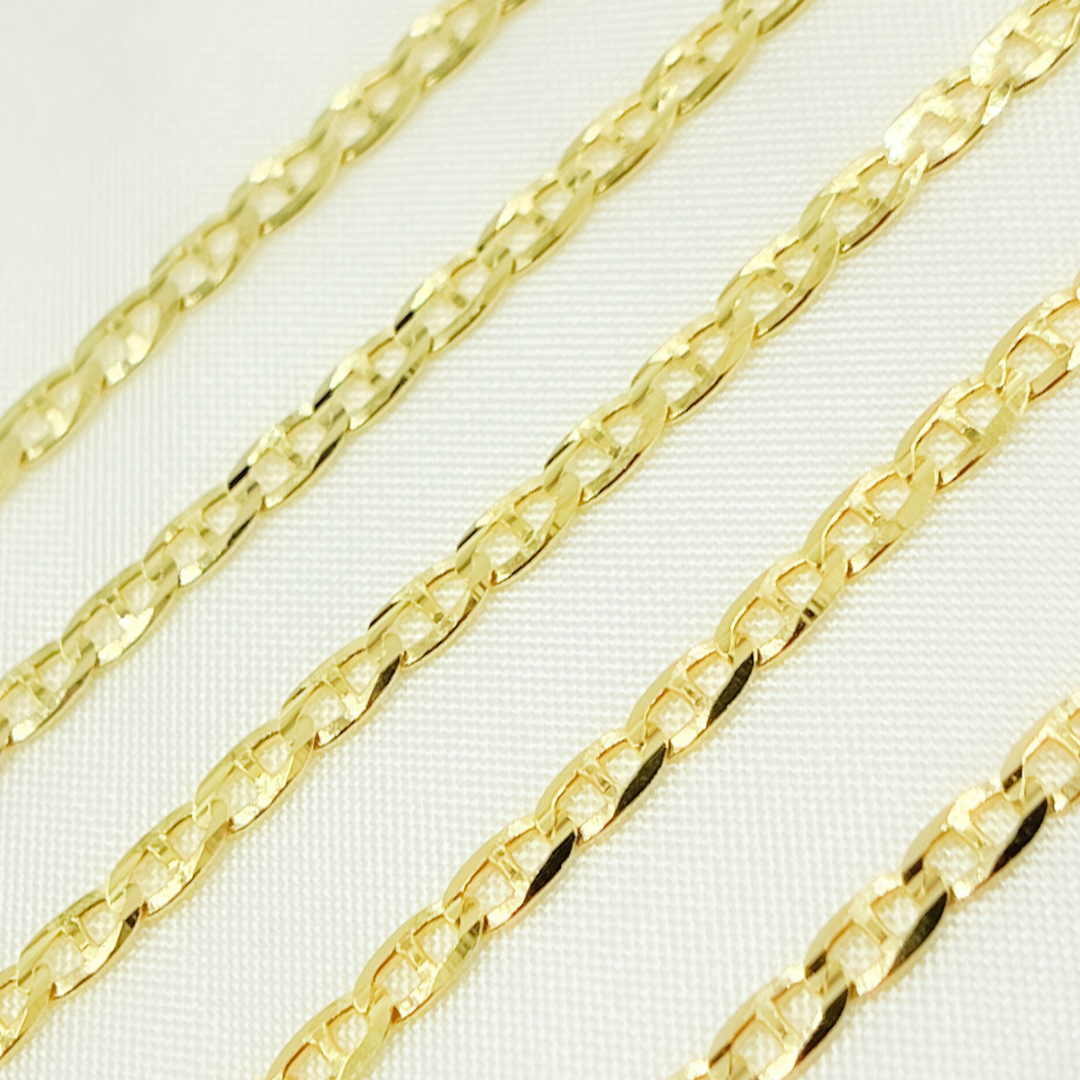 14k Solid Gold Flat Marina Link Chain