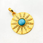 Load image into Gallery viewer, DSP067. Diamond Sterling Silver Round Sun Pendant with Gemstone