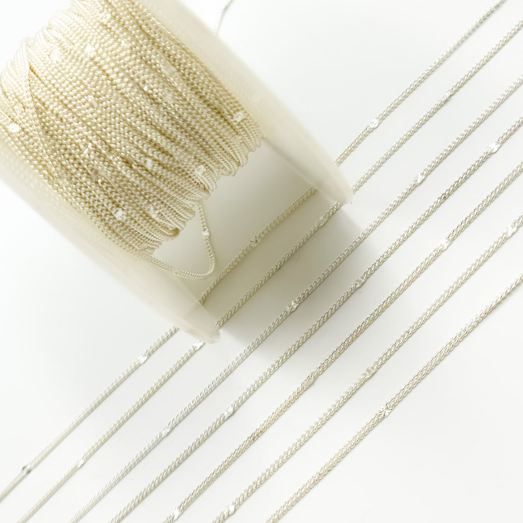 Shop Now Silver Satellite Curb & Diamond Cut Marina Link Chain