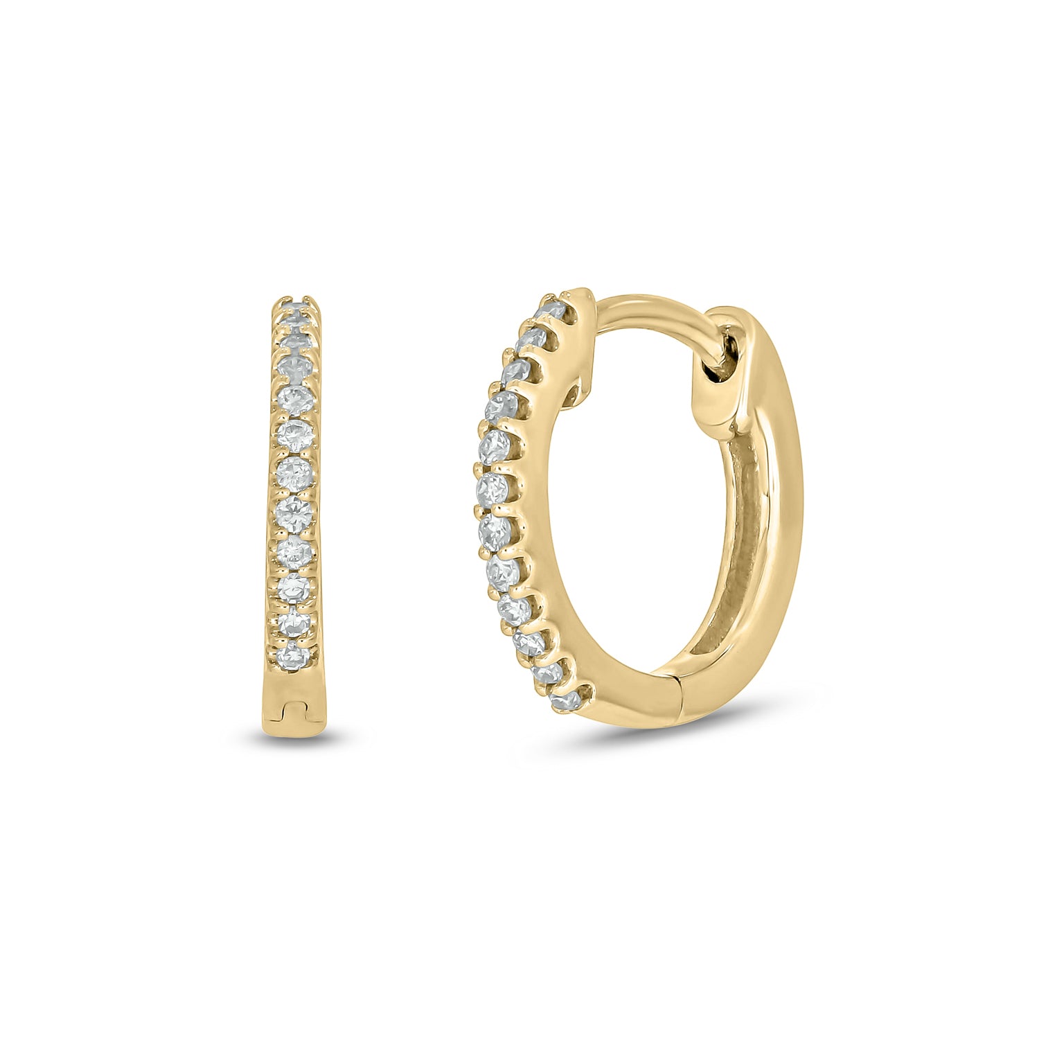 14K Solid Yellow Gold Diamond Earrings