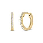 Load image into Gallery viewer, EHB56864. 14K Solid Yellow Gold Diamond Huggie Hoop Earrings