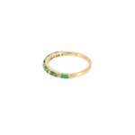 Load image into Gallery viewer, 14k Solid Gold Diamond and Emerald Half Eternity Ring.