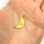 Load image into Gallery viewer, 14K Solid Gold with Diamonds Moon Shape Charm with Star in the Middle. GDP134