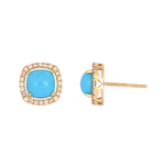 Load image into Gallery viewer, Shop 14K Solid Gold Diamonds and Turquoise Square Stud Earrings