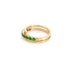 Load image into Gallery viewer, 14k Solid Gold Spiral Emerald and Diamond Ring.