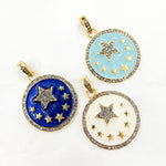 Load image into Gallery viewer, DP517A. Diamond Sterling Silver Star Round Enamel Pendant