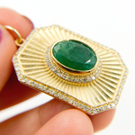 Load image into Gallery viewer, KG151. 14K Solid Gold Rectangular Shape Charm with Emerald Stone in the center