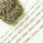 Load image into Gallery viewer, Gold Plated and Black Rhodium 925 Sterling Silver Diamond Cut Paperclip Chain. V8GB
