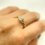 Load image into Gallery viewer, 14K Solid Yellow Gold Rectangle Cluster Diamond Ring.