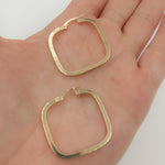 Load image into Gallery viewer, Shop 14K Solid Gold Textured Square Hollow Hoop Earrings