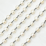 Load image into Gallery viewer, Round White Freshwater Pearl Wire Wrap Chain. PRL31