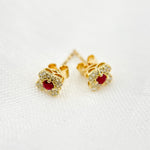 Load image into Gallery viewer, 14K Solid Gold Diamond and Gemstone Flower Studs