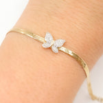 Load image into Gallery viewer, 14K Solid Yellow Gold Diamond Fancy Butterfly Bracelet