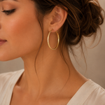 Load image into Gallery viewer, GER162. 14K Solid Gold Hollow Diamond Cut Hoop