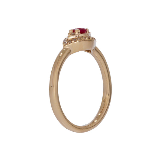 RFB17775RU. 14k Solid Gold Diamond and Ruby Eye Ring