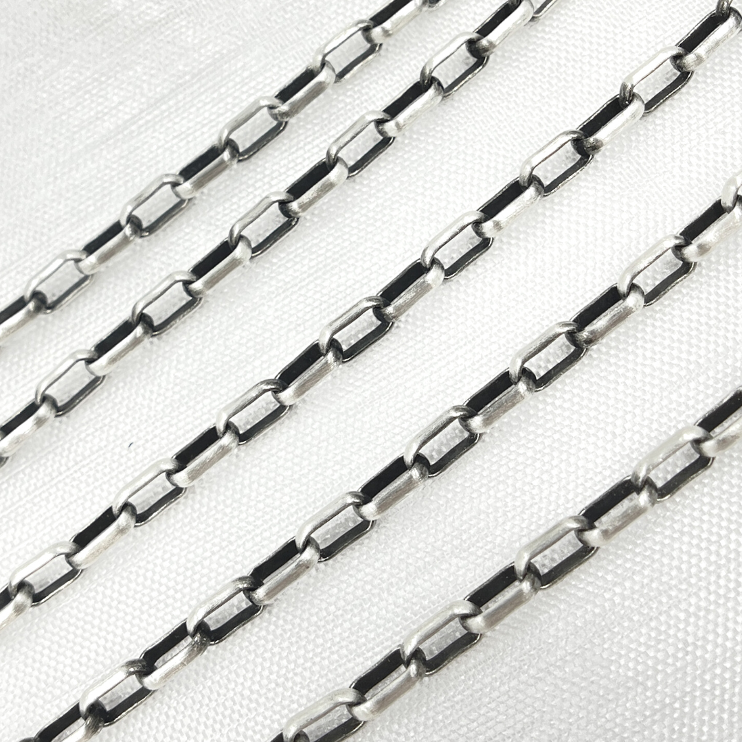 Oxidized 925 Sterling Silver Smooth Box Chains