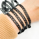 Load image into Gallery viewer, Black Rhodium Matt Sterling Silver Flat Curb Chain