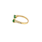 Load image into Gallery viewer, 14k Solid Gold Spiral Diamond and Emerald Ring.
