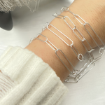 Load image into Gallery viewer, Silver Paperclip Long Link & Short Link Chain