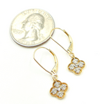 Load image into Gallery viewer, GDT63. 14K Solid Gold and Diamonds Flower Dangle Earrings