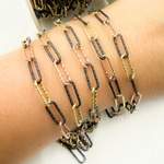 Load image into Gallery viewer, Gold Plated, Black Rhodium & Rose Gold Plated 925 Sterling Silver Diamond Cut Paperclip Chains