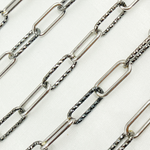 Load image into Gallery viewer, Black Rhodium and Sterling Silver smooth & Diamond Cut Paperclip Chain