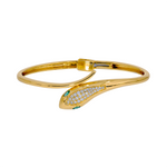 Load image into Gallery viewer, 14K Solid Gold Diamond and Emerald Snake Bangle