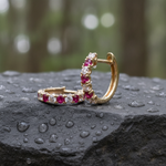 Load image into Gallery viewer, EHE57608. 14K Solid Gold Diamond and Gemstone Huggies