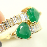 Load image into Gallery viewer, 14K Solid Gold Diamond & Emerald Double Line Heart Ring.