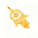 Load image into Gallery viewer, DP048. Diamond & Sterling Silver Hamsa Pendant with Star