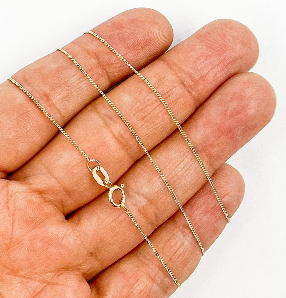 14K Solid Yellow Gold Curb Chain.