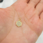 Load image into Gallery viewer, 14K Solid Gold Hexagon Shape Charm with Diamonds. GDP399
