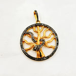 Load image into Gallery viewer, DP092. Diamond Silver Round Tree and Snake Pendant with Blue Sapphire