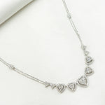 Load image into Gallery viewer, NK113052. 14K Solid White Gold Diamond Hearts Necklace