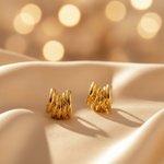 Load image into Gallery viewer, 15850018845. 14K Solid Gold Smooth and Textured Ribbed Hollow Stud Earrings