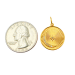 Load image into Gallery viewer, 14K Solid Gold with Diamonds Circle Shape Charm with Moon and Star in the Center. GDP174
