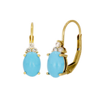 Load image into Gallery viewer, CE96524TQ7X5. 14K Solid Gold Diamond and Turquoise Dangle Earrings