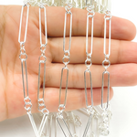 Load image into Gallery viewer, Sterling Silver Rectangular Link and Round Link Chains