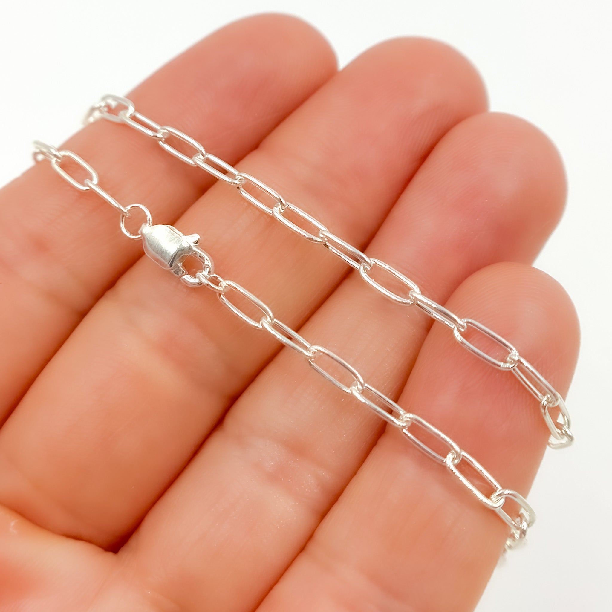 Sterling Silver Smooth Paperclip Necklace