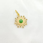 Load image into Gallery viewer, 14k Solid Gold Diamond and Emerald Sun Charm. GDP647