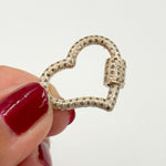 Load image into Gallery viewer, Diamond Sterling Silver Heart Carabiner Clasp