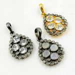 Load image into Gallery viewer, DSP08. Diamond Sterling Silver Drop Pendant with Gemstone