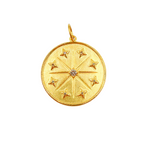 Load image into Gallery viewer, 14K Solid Gold Diamond Circle Charm with Stars. GDP158