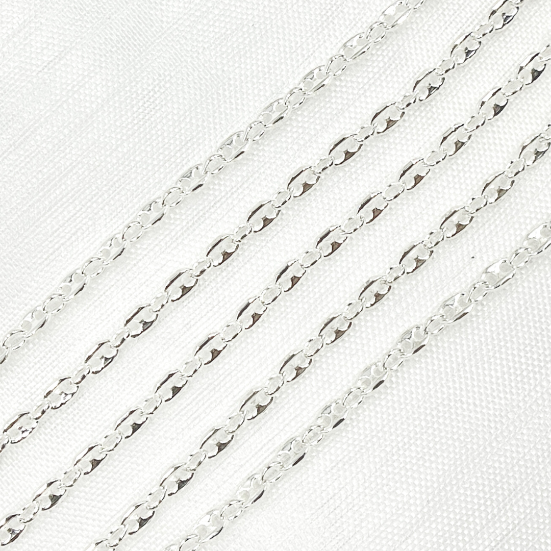V174SS. Sterling Silver Marina and Cable Link Chain