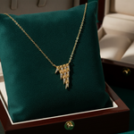 Load image into Gallery viewer, NFA72325. 14K Solid Yellow Gold Diamond Triangle Dangle Necklace
