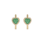 Load image into Gallery viewer, CE96390. 14k Solid Gold Diamond and Gemstone Heart Hoops